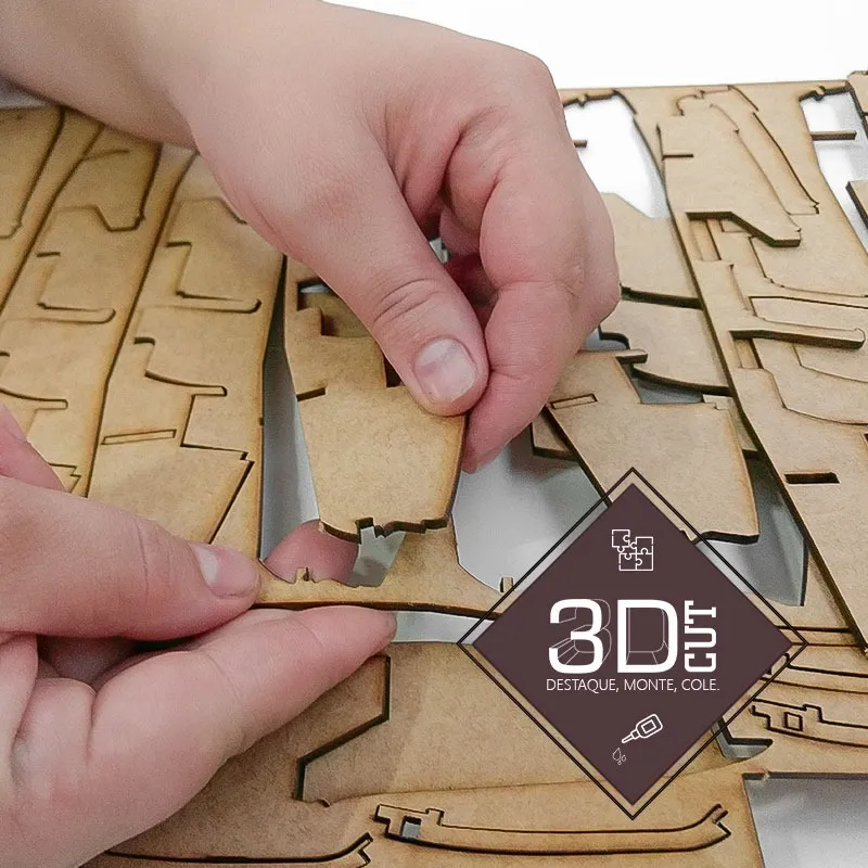 TIGRE DENTE DE SABRE - 3D FÓSSIL - Madeira Arte e Cia